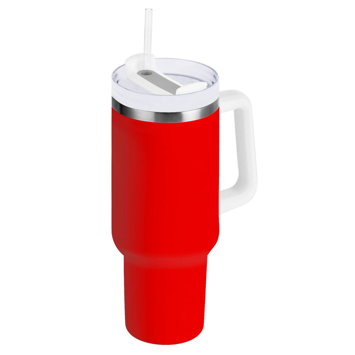 Lunabuddy™ Red Tumbler with Handle and Straw Lid 30 oz Insulated Vacuum Water Bottle Stainless Steel Travel Cup
