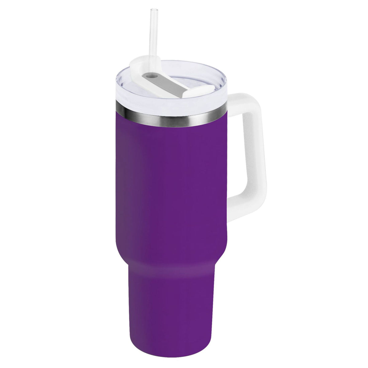 Lunabuddy™ Ryvnso 40 oz Tumbler with Handle and Straw Insulated Stainless Steel Travel Mug with Lid Purple Solid Color