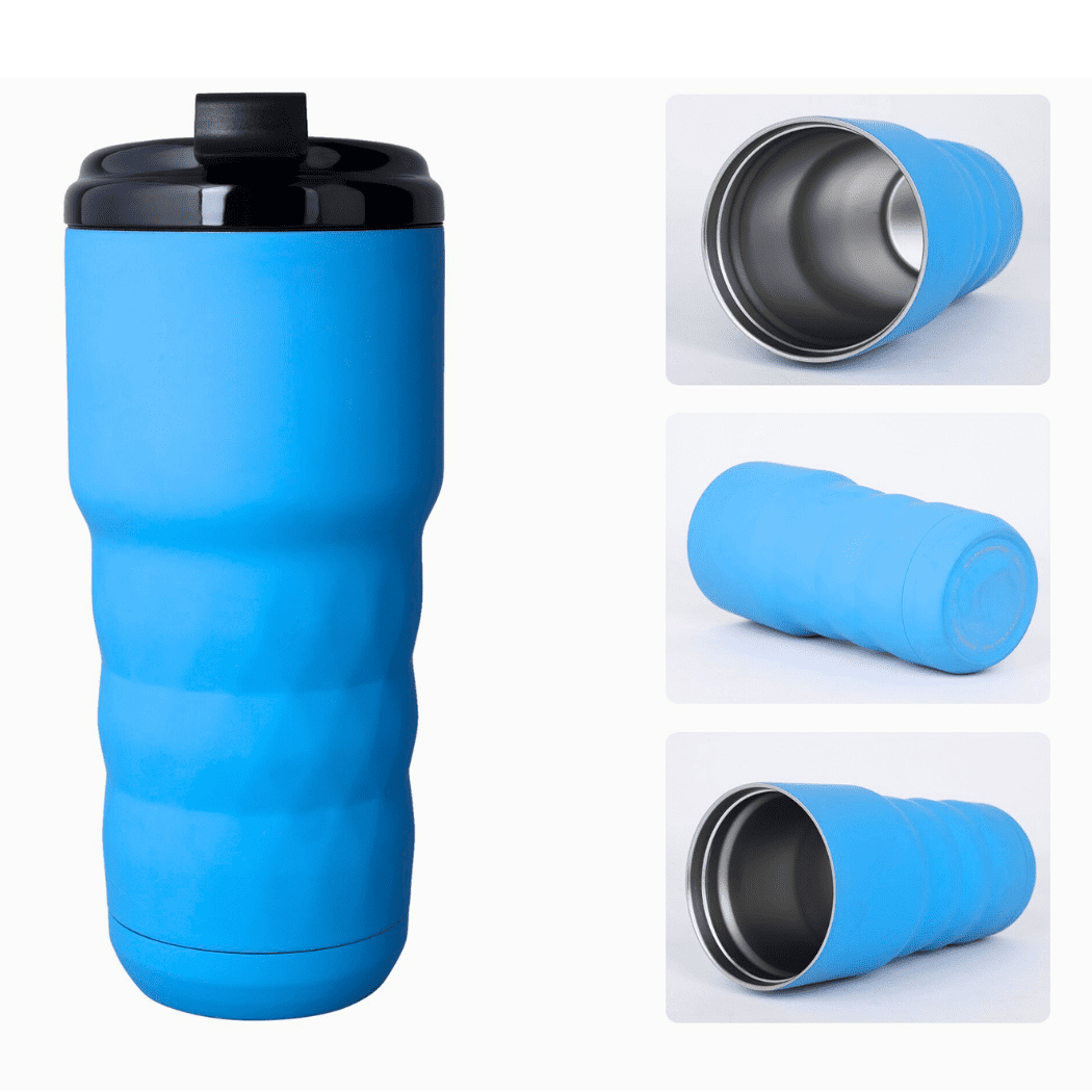Lunabuddy™ SINT Insulated Coffee Mug 20 oz, Insulated Coffee Cups with Flip Lid, Stainless Steel Coffee Mugs Spill Proof, Double Wall Vacuum Tumblers, Reusable To Go Mug for Hot/Ice Coffee Tea - Blue