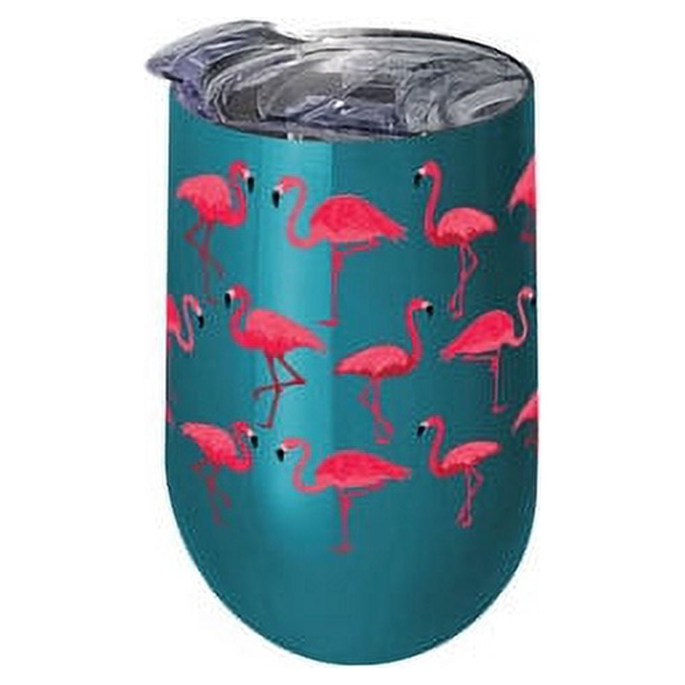Lunabuddy™ SPOONTIQUES 16966 16OZ STAINLESS WINE TUMBLER - FLAMINGO