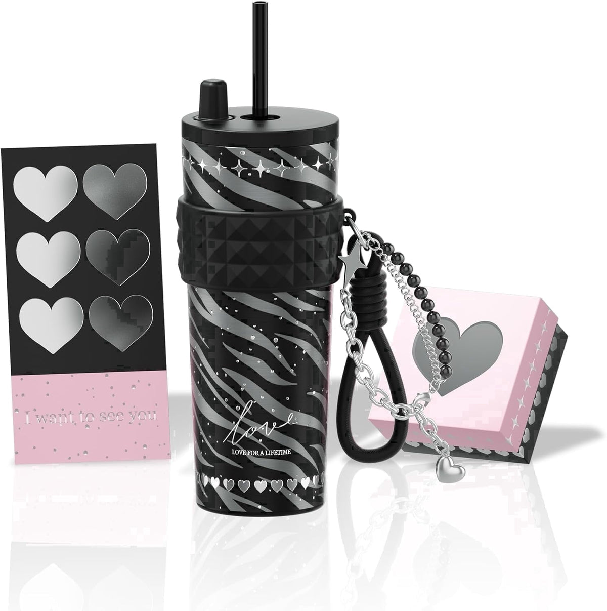 Lunabuddy™ 24oz Ceramic Coated Insulated Tumbler with Straw, Gift Travel Mug