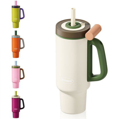 Lunabuddy™ 36 oz Stainless Steel Vacuum Insulated Ceramic Lined Tumbler, Cream Sprout White