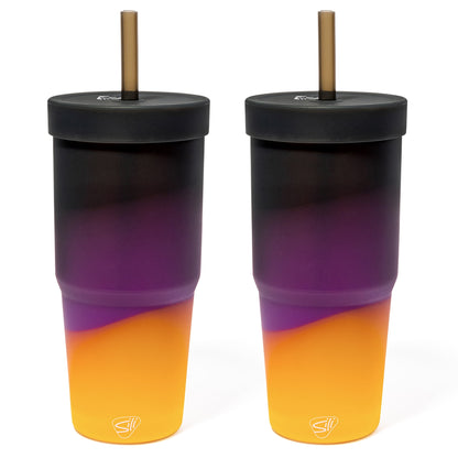 Lunabuddy™ Silipint: Silicone 32oz Straw Tumblers: 2 Pack - Sun Storm