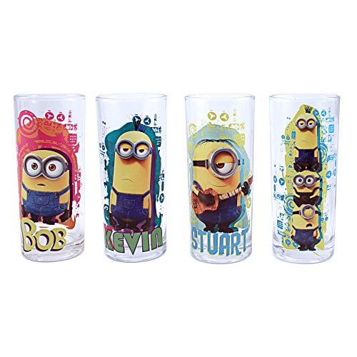 Lunabuddy™ Silver Buffalo DM031T1 Universal Despicable Me Minion Madness Tumbler Glass Set, 4-Pack