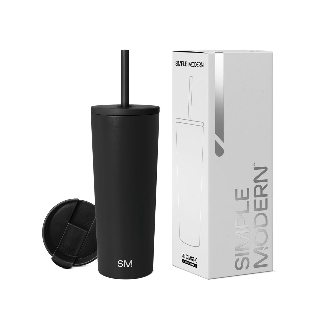 Lunabuddy™ 24oz Classic Tumbler with Straw and Flip Lid | Midnight Black