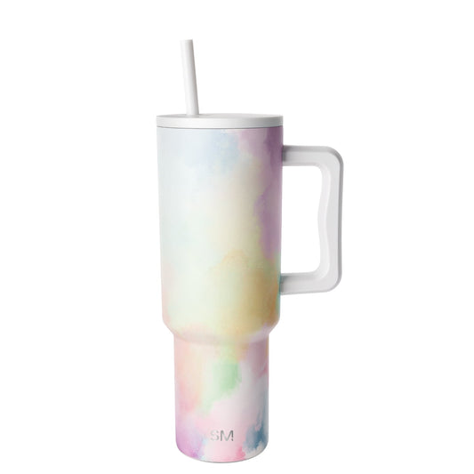 Lunabuddy™ 40 fl oz Insulated Stainless Steel Trek Tumbler with Straw Lid | Cotton Candy Tie Dye
