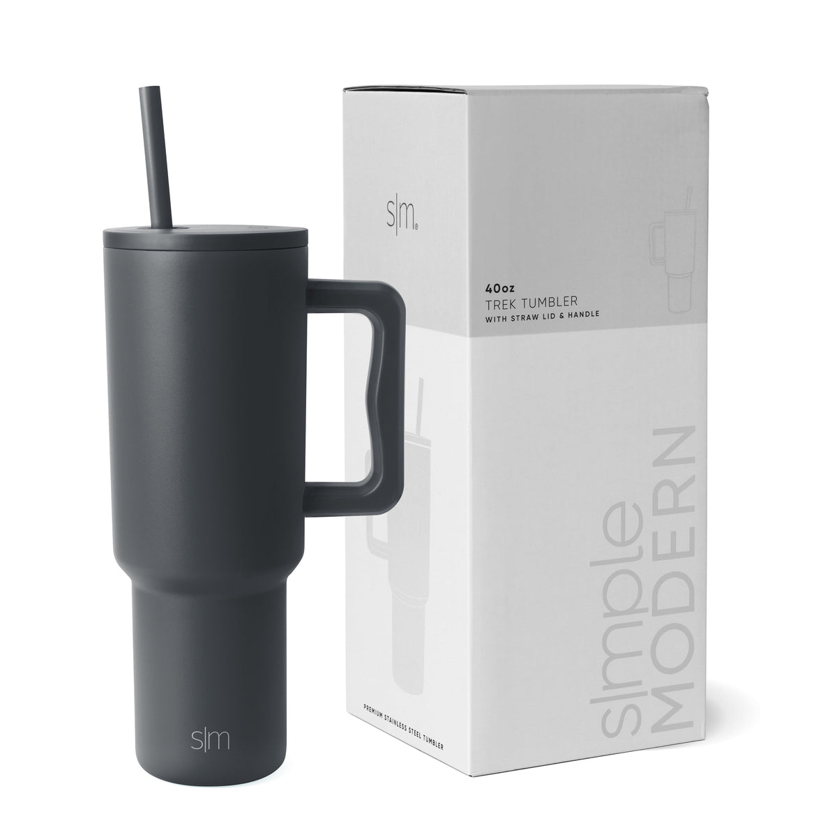 Lunabuddy™ 40 fl oz Insulated Stainless Steel Trek Tumbler with Straw Lid | Graphite