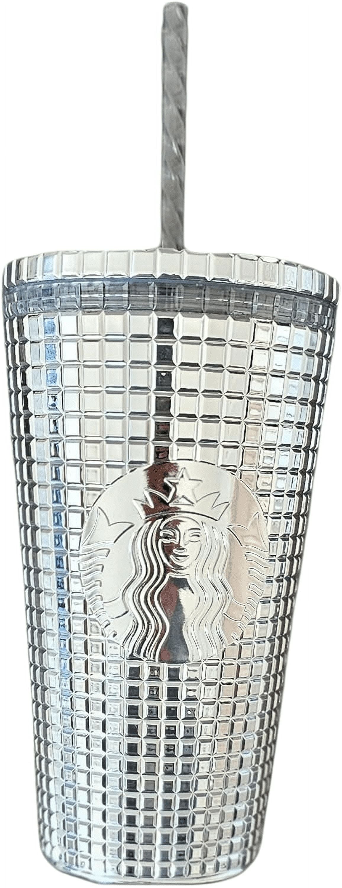 Lunabuddy™ 2023 Holiday Stainless Steel Tumbler with Cold Wrap, 16oz, Silver Chrome Grid, Grande