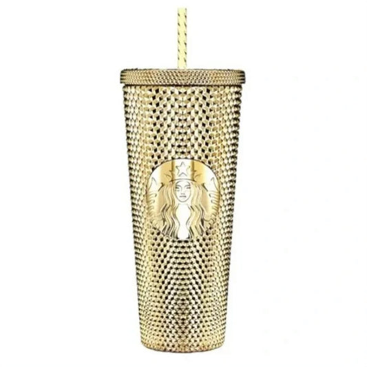 Lunabuddy™ *Christmas 2022* Gold Foil Studded Cold Drink Tumbler --24oz