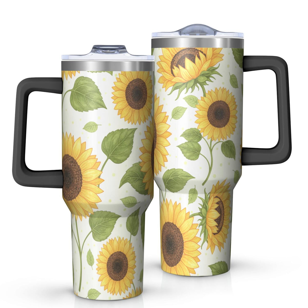 Lunabuddy™ Leopard Print 40oz Tumbler with Handle and Straw, Large Capacity Travel