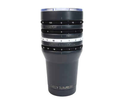 Lunabuddy™ Tally Tumbler Golf Fairway Steel Gray 30oz Scorekeeping Insulated Drinking Tumbler