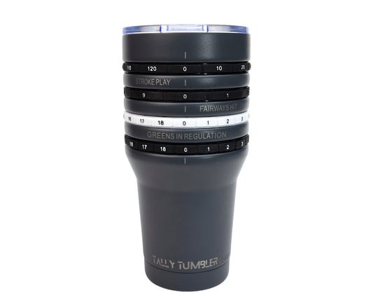 Lunabuddy™ Tally Tumbler Golf Fairway Steel Gray 30oz Scorekeeping Insulated Drinking Tumbler