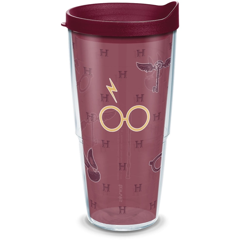 Lunabuddy™ Harry Potter - Maroon and Gold Glasses Made in USA Double Walled Insulated Travel Tumbler, Classic 24oz