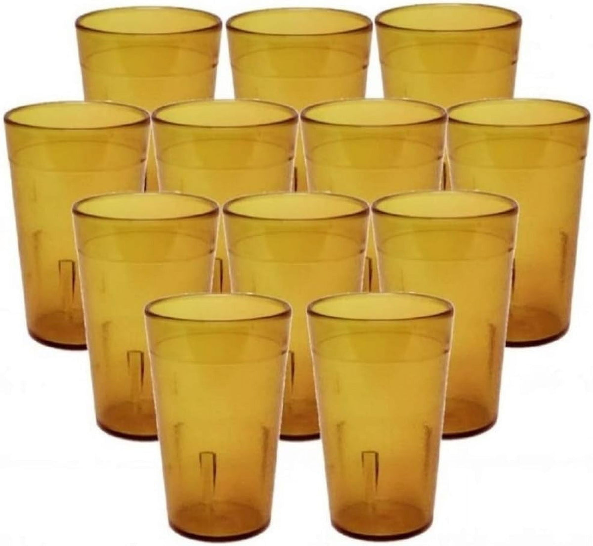 Lunabuddy™ TrueCraftware-Set of 12 Pebbled Tumbler/Drinking Cups 12-Ounce Amber Color- Reusable Premium Water Iced Tea Glasses Stackable Dishwasher Safe Break-Resistant for Home and Restaurants