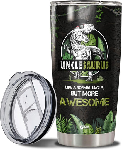 Lunabuddy™ Unclesaurus Tumbler Cup With Lid Travel Mug 20Oz Insulated Stainless Steel Gift Idea Birthday Christmas Presents For Awesome Uncles Best Uncle Saurus Ever From Niece Nephew