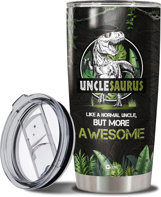 Lunabuddy™ Unclesaurus Tumbler Cup With Lid Travel Mug 20Oz Insulated Stainless Steel Gift Idea Birthday Christmas Presents For Awesome Uncles Best Uncle Saurus Ever From Niece Nephew