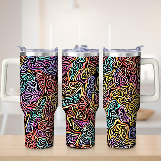 Lunabuddy™ Vibrant Abstract Pattern Stainless Steel Tumbler, 40oz