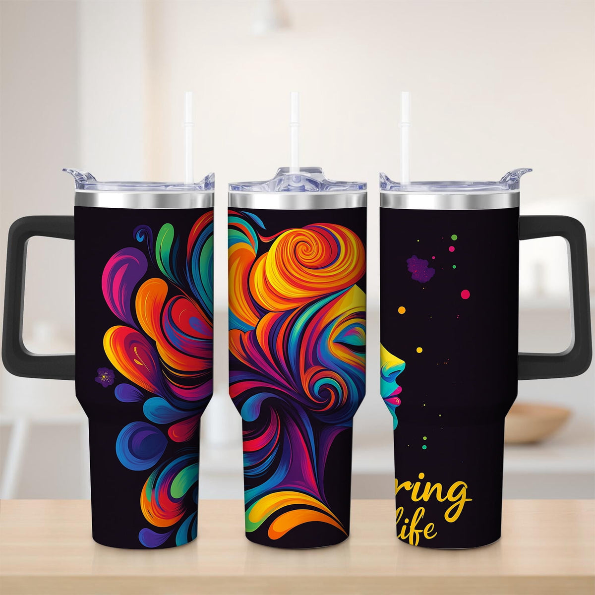 Lunabuddy™ Premium Vibrant Abstract Swirl Stainless Steel Tumbler, 30oz