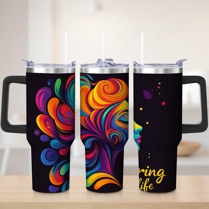 Lunabuddy™ Premium Vibrant Abstract Swirl Stainless Steel Tumbler, 30oz