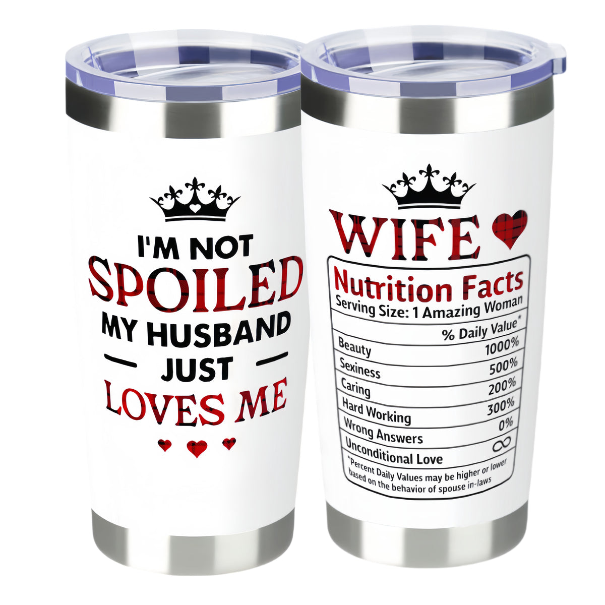 Lunabuddy™ 【Wife swig Tumbler】Gifts for Wife from Husband - Wedding Anniversary for Women, Birthday, Valentines, Mothers Day, Christmas Gifts for Wife - Romantic Love Cup for Her - 20 Oz White 2-sided Tumbler