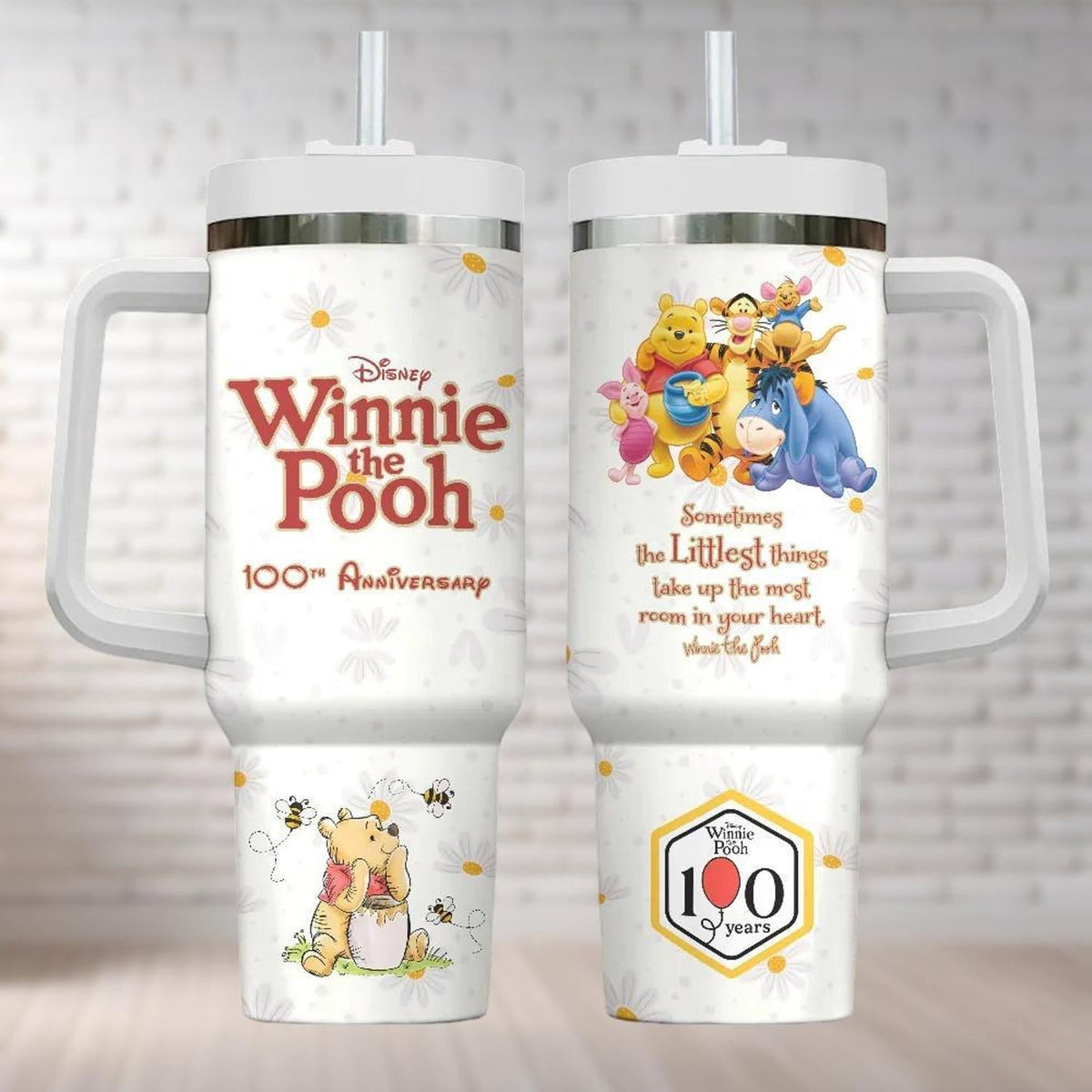 Lunabuddy™ Winnie The Pooh 100th Anniversary Tumbler 40oz, Pooh Eeyore Piglet Tigger 2026 Tumbler Cups, Disneyland 100 Years Friendship Tumbler