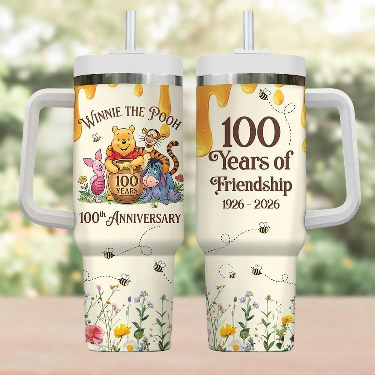 Lunabuddy™ Winnie The Pooh Tumbler 40oz, 100th Anniversary Tumbler Cup, CARTOON Pooh Travel Cup, CARTOON Cartoon Water Tumbler, Pooh Fans Gift