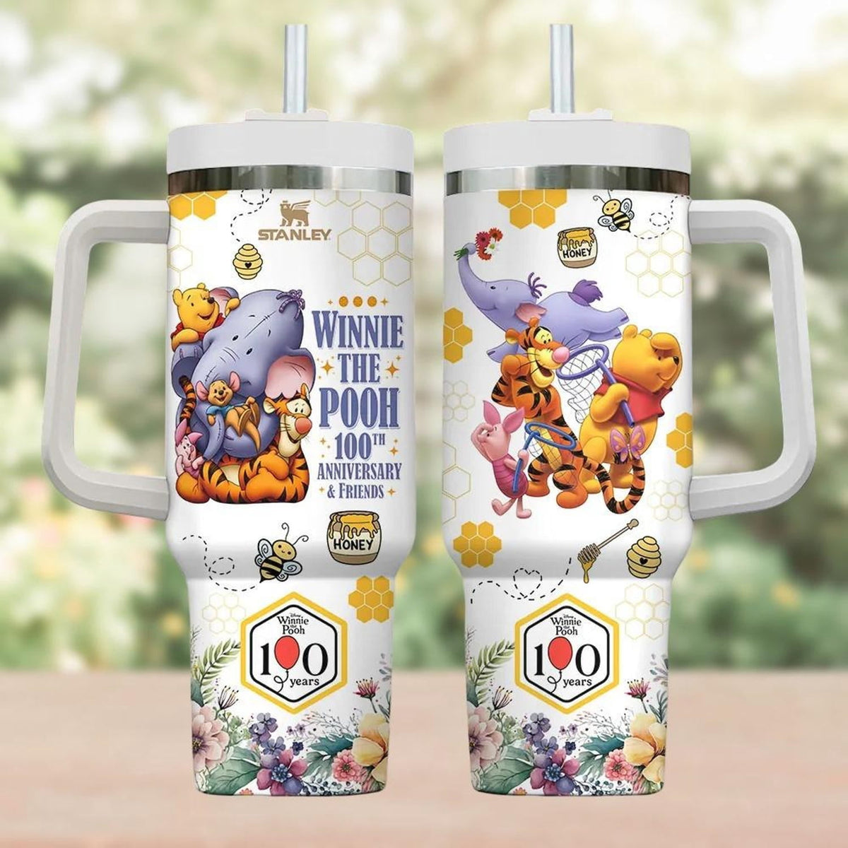Lunabuddy™ Winnie The Pooh Tumbler 40oz, Pooh 100th Anniversary Tumbler Cup, CARTOON Bear Travel Cup, Pooh And Friends Water Tumbler, Fans Gift