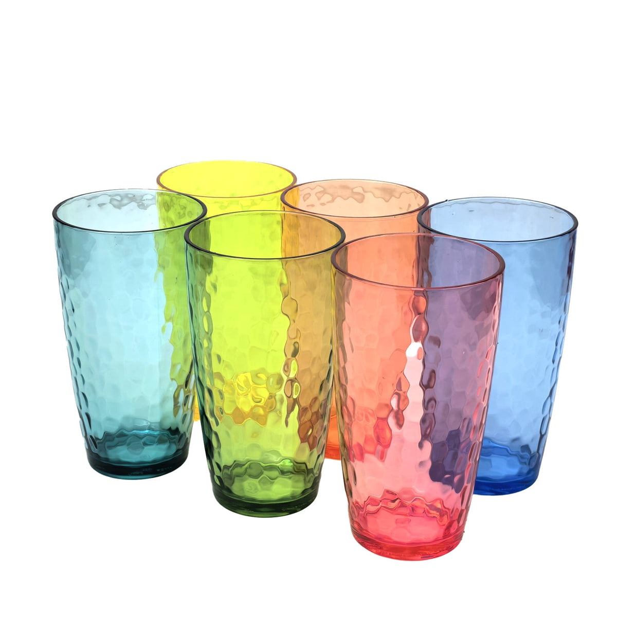 Lunabuddy™ Yalilong 20-Ounce Plastic Tumbler Acrylic Drinking Glasses, Reusable Plastic Cups, Stackable, BPA-Free, Shatter Proof, Dishwasher Safe, Set of 6 (Multicolor)