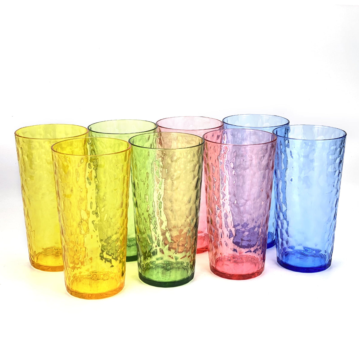 Lunabuddy™ Yalin 24-Ounce Plastic Tumbler Acrylic Drinking Glasses, Reusable Plastic Cups, Stackable, BPA-Free, Shatter Proof, Dishwasher Safe, Set of 8 ( Multicolor )