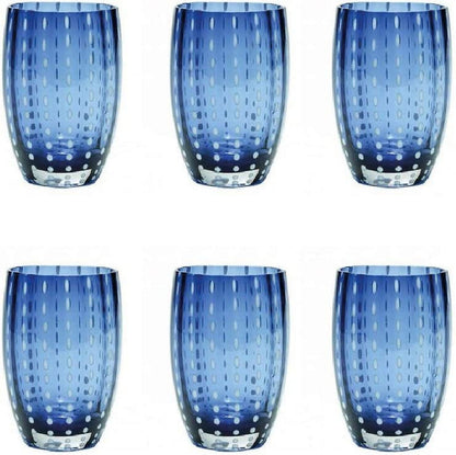 Lunabuddy™ Zafferano Perle Glass Tumbler Set 6 Pieces Grey Blue