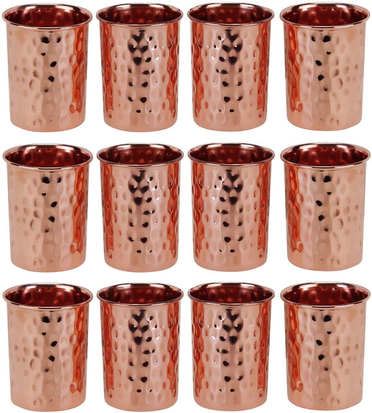 Lunabuddy™ Zap Impex Pure Copper Hammered Glasses Cup Moscow Mule Tumbler (Set of 12)