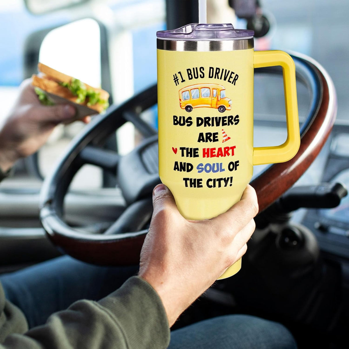 Lunabuddy™ Christmas Gifts for Bus Drivers, School Bus Driver Tumbler 40 OZ, School Bus Driver Gifts, Bus Driver Appreciation Gifts, Back to School Gifts for Men Women, Bus Driver Travel Coffee Mug, Driver Cup