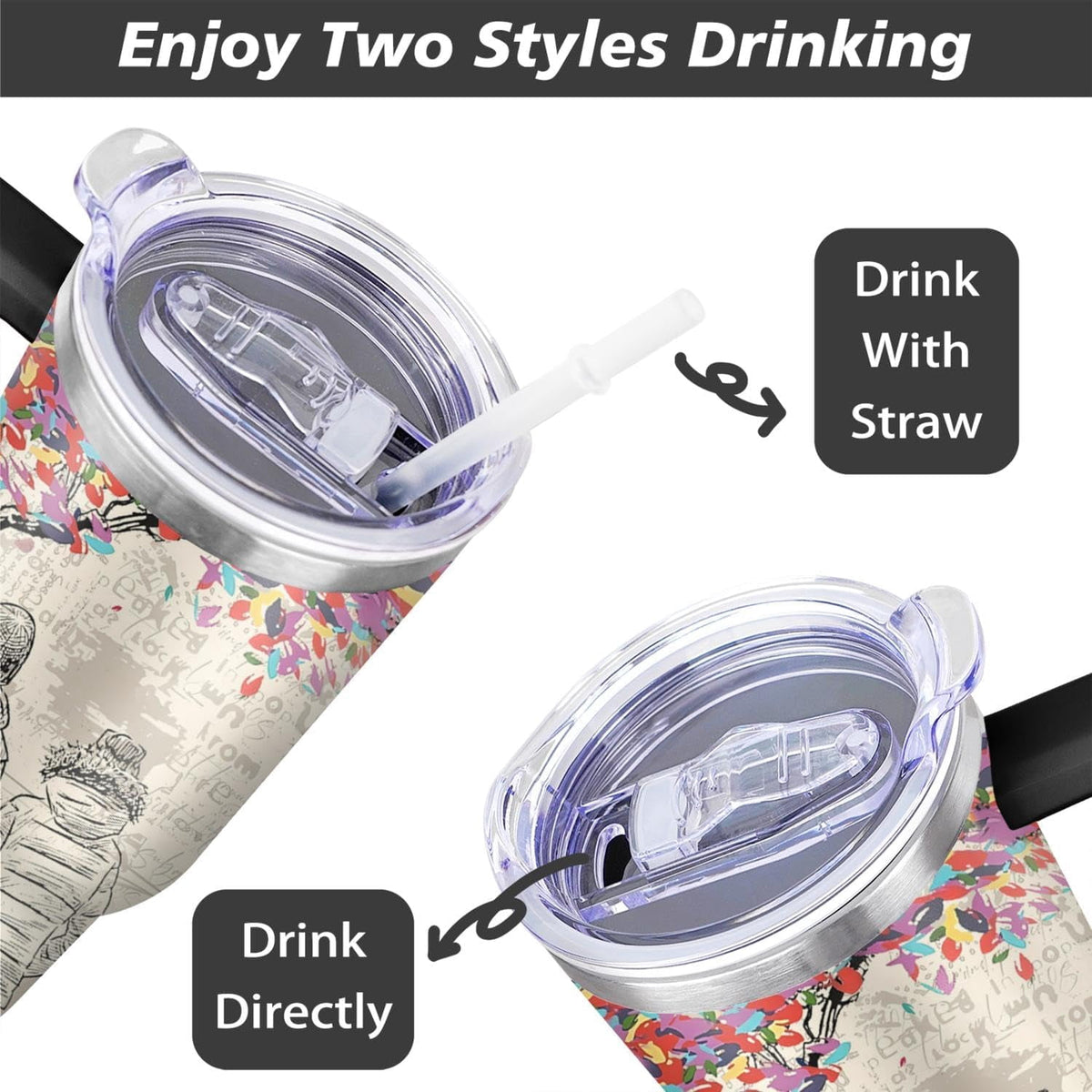Lunabuddy™ 40 Oz Couples Tumbler with Handle and Straw, Anniversary Couple Insulated Couples Mugs, Couples Engagement Gift Cup for Couples, Valentine Couple Coffee Mugs Engagement Gifts for Couples