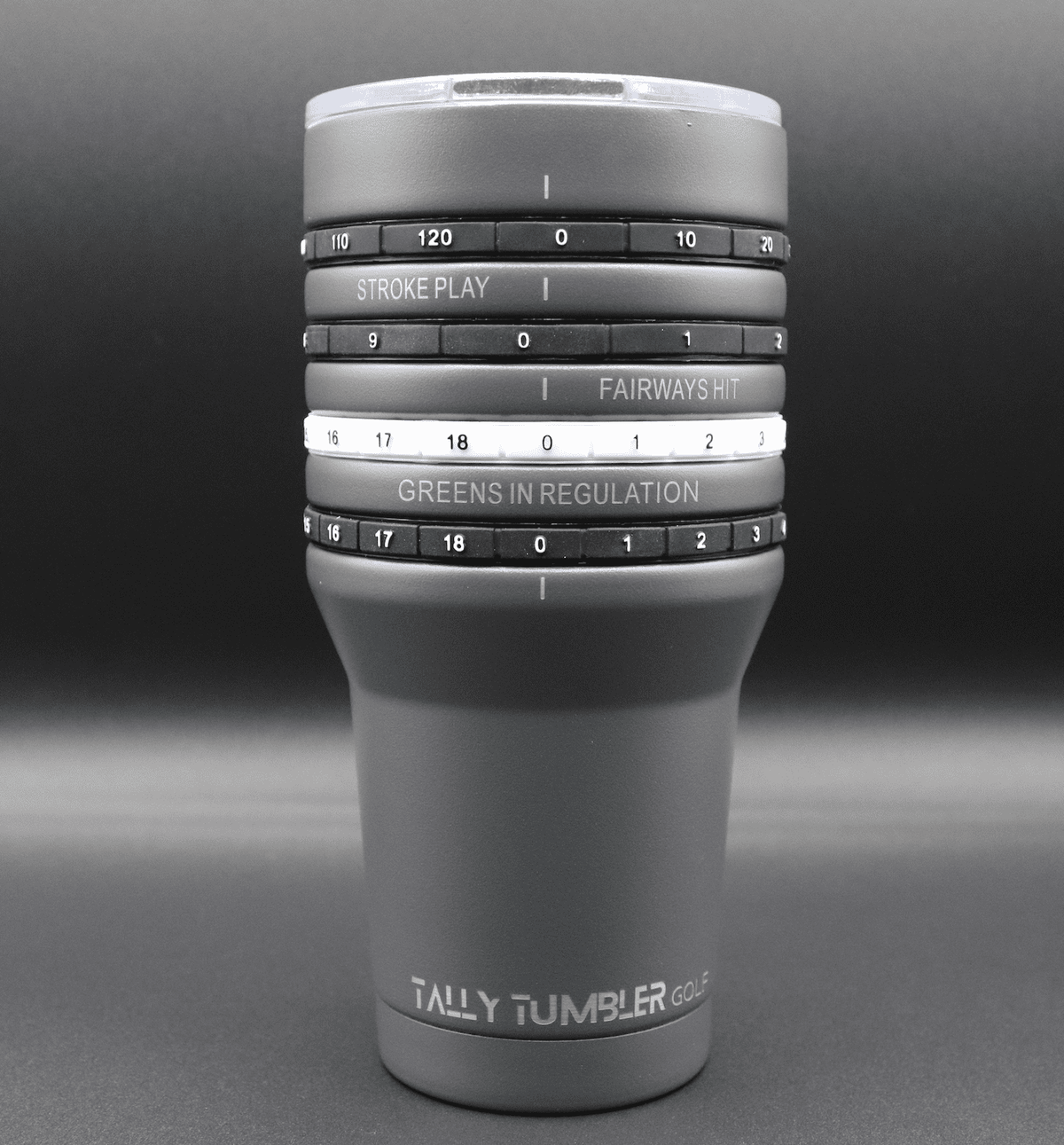 Lunabuddy™ Tally Tumbler Golf Fairway Steel Gray 30oz Scorekeeping Insulated Drinking Tumbler