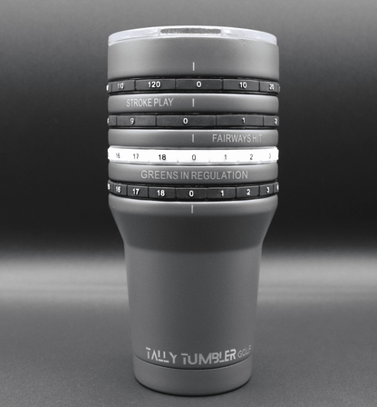 Lunabuddy™ Tally Tumbler Golf Fairway Steel Gray 30oz Scorekeeping Insulated Drinking Tumbler