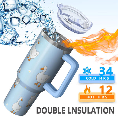 Lunabuddy™ 1pc Goose 40oz Tumbler with Straw & Handle - Insulated Stainless Steel Cup | Holiday Gift for Man Women (Christmas, Valentine's, Birthday)