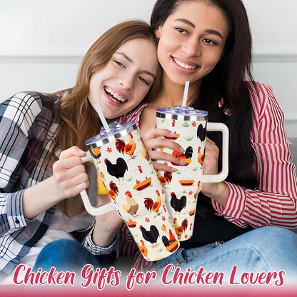 Lunabuddy™ Chicken Tumbler Cup 40 OZ, Chicken Gifts For Chicken Lovers, Chicken Mom Gifts, Funny Chicken Gifts for Women Men, Chicken Themed Gifts for Christmas, Mothers Day, Birthday Rooster Travel Mug
