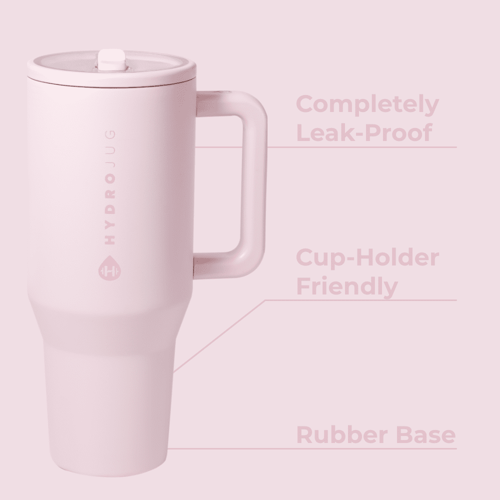 Lunabuddy™ Traveler 32 oz Water Bottle, Stainless Steel Insulated Tumbler with Flip Straw and Handle - Pink Sand