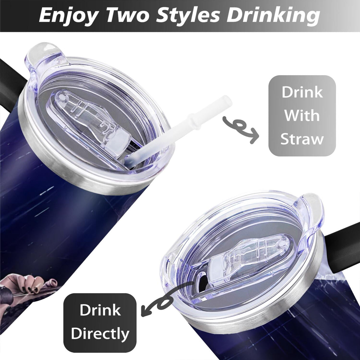 Lunabuddy™ 40oz Wednesday Girl Stainless Steel Tumbler with Lid and Straw,Wednesday Stuff Merchandise Spill Proof Travel Cup Double Wall Vacuum Insulated Coffee Mug with Handle Black