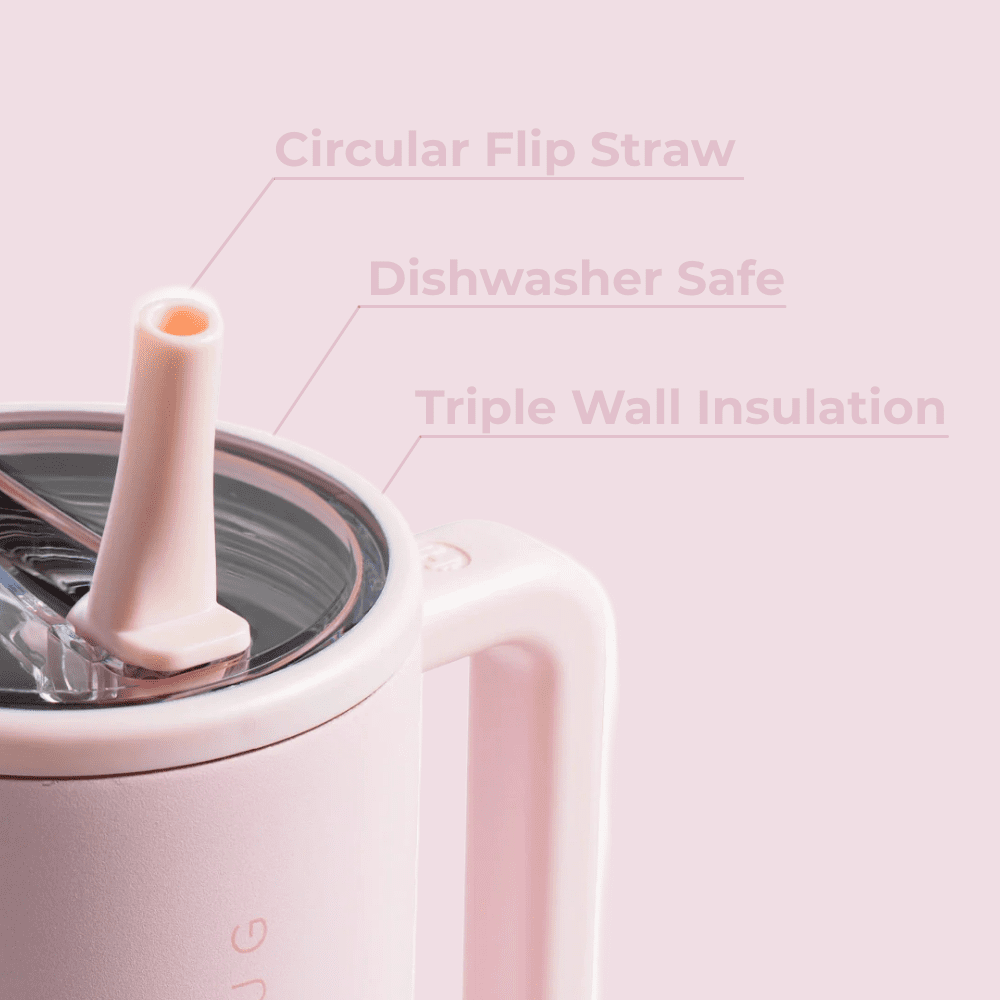 Lunabuddy™ Traveler 40 oz Water Bottle, Stainless Steel Insulated Tumbler with Flip Straw and Handle - Pink Sand