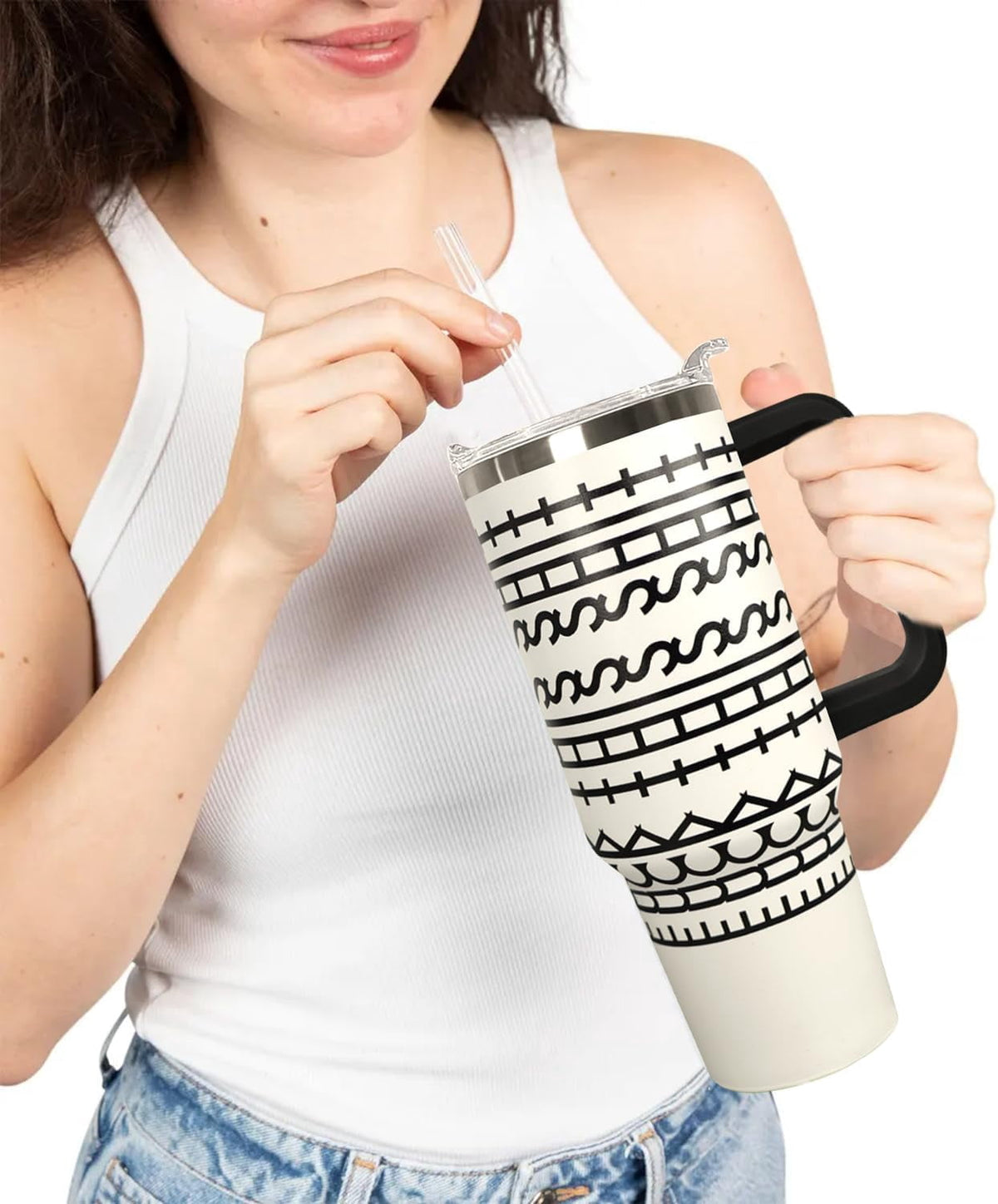 Lunabuddy™ 40 oz Hidden Message Tumbler With Lid and Straw,Checkered CoffeeTravel Mug Cup Water Botter,White Elephant Gifts,Office Humor Funny Gifts