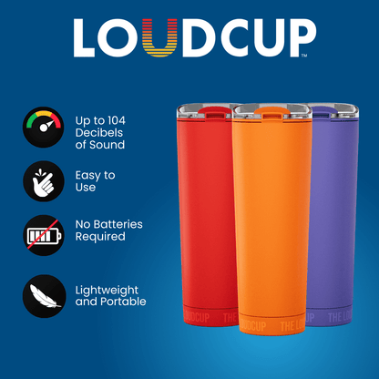 Lunabuddy™ Loud Cup 23 oz Tumbler + Stadium Horn with Slide-Close Lid (Royal Purple) - Double-WallCup Reusable Water Bottle Coffee Travel Mug - Worlds Loudest Cup for Game Day