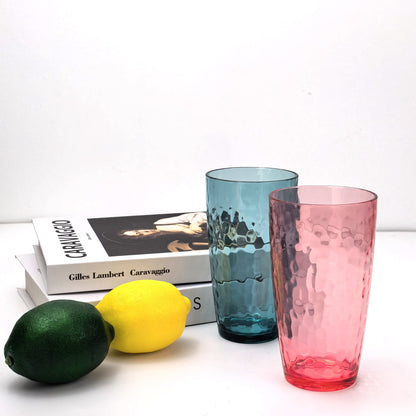 Lunabuddy™ Yalilong 20-Ounce Plastic Tumbler Acrylic Drinking Glasses, Reusable Plastic Cups, Stackable, BPA-Free, Shatter Proof, Dishwasher Safe, Set of 6 (Multicolor)