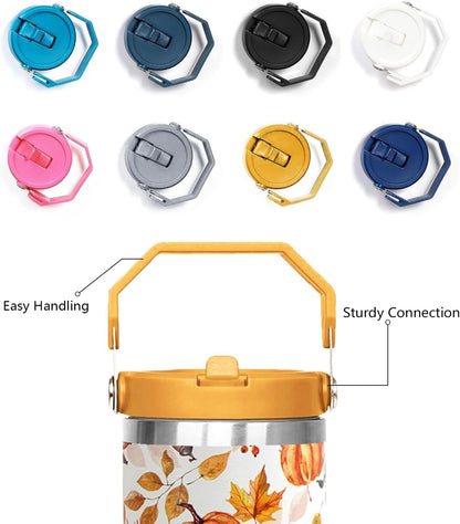 Lunabuddy™ 30oz Fall Pumpkin Flip Tumbler with Handle lid and Straw,Fall Coffee Travel Mug Cup Water Botter,Fall Gifts for Women,Fall Stuff Decor Accessories