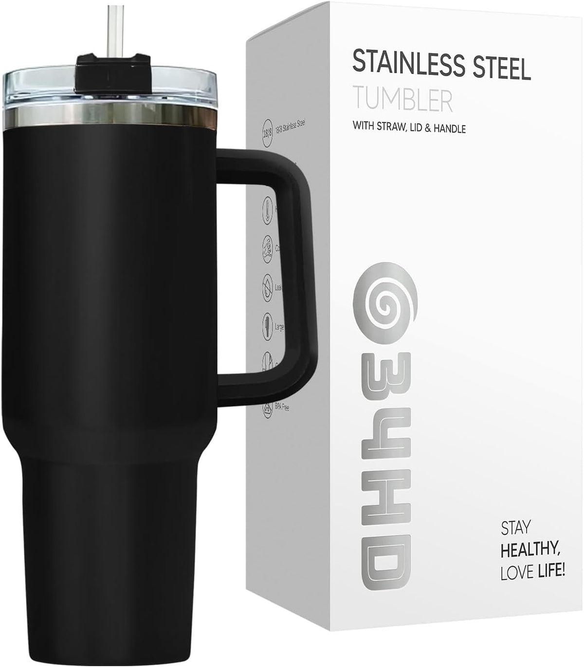 Lunabuddy™ Liber Tea Tumbler 40oz with Handle and Straw, Patriotic Tea Vacuum Insulated Travel Gaming Cup, Gamer Gifts for Father''s Day - Cool Birthday Present for Him, Men & Daddy