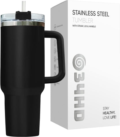 Lunabuddy™ Liber Tea Tumbler 40oz with Handle and Straw, Patriotic Tea Vacuum Insulated Travel Gaming Cup, Gamer Gifts for Father''s Day - Cool Birthday Present for Him, Men & Daddy