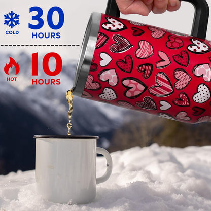 Lunabuddy™ Valentines Day Gifts 40 oz Tumbler with Handle and Straw Lid,Cute Valentine''s Day Gift for Her Women Girlfriend Wife Red Love Hearts Vacuum Insulated Leak Proof Stainless Steel Coffee Cup Mug