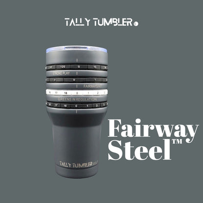 Lunabuddy™ Tally Tumbler Golf Fairway Steel Gray 30oz Scorekeeping Insulated Drinking Tumbler
