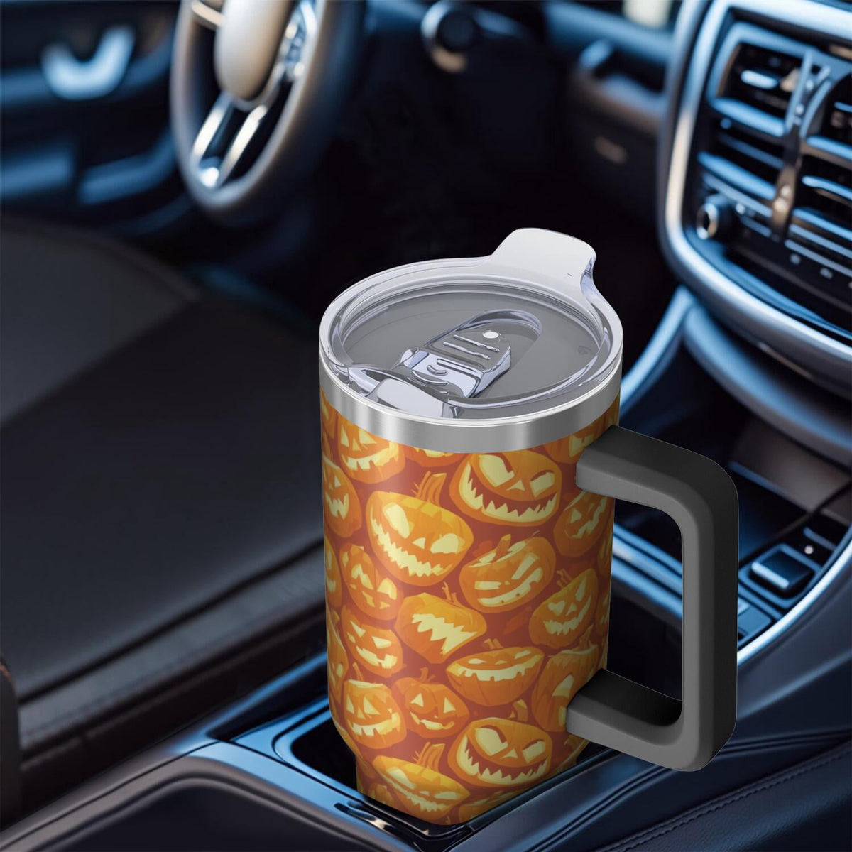 Lunabuddy™ Halloween Style Mega Mug 40oz – Stainless Steel Insulated Tumbler with Handle and Straw, Large Capacity Travel Cup for Hot & Cold Drinks