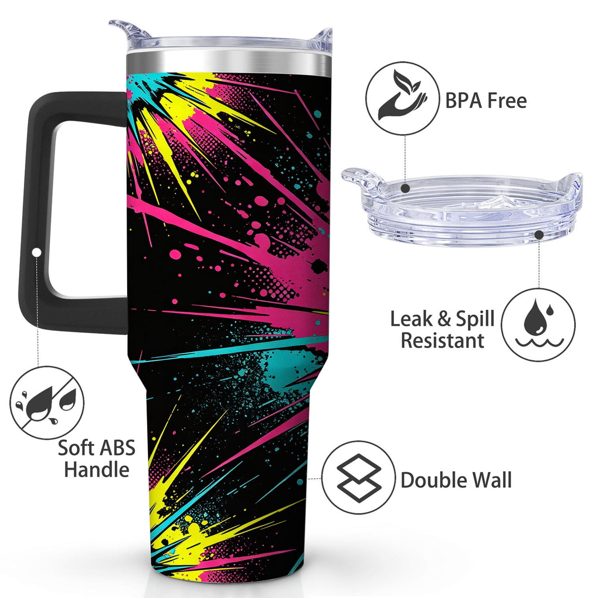 Lunabuddy™ Vibrant Color Burst Stainless Steel Tumbler, 30oz